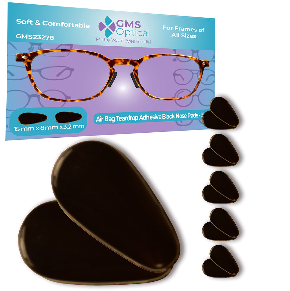 GMS Optical adhesive air bag teardrop nose pad in black