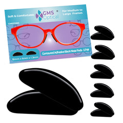 GMS Optical 1.3mm ultra-thin nose pad — black, front view