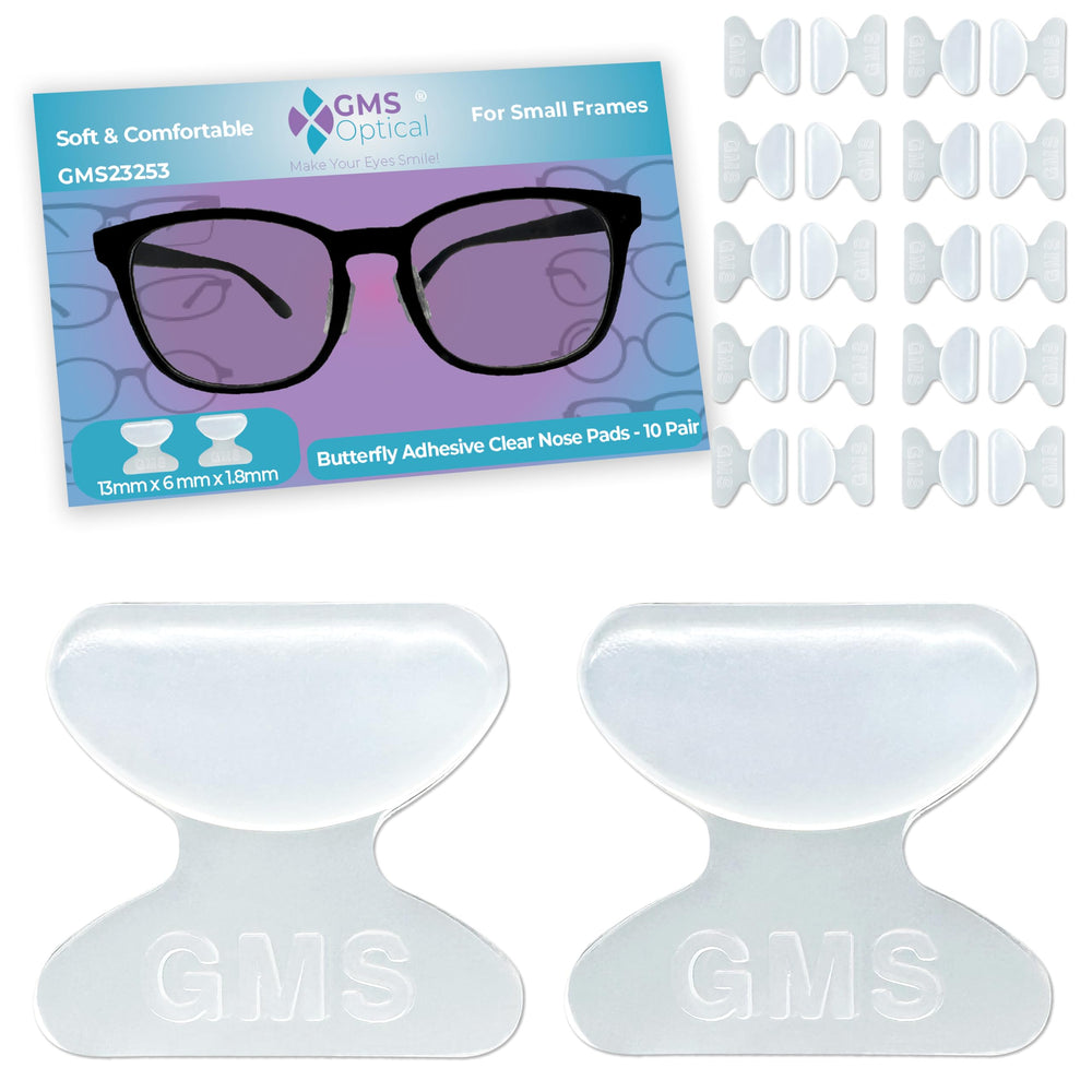Clear silicone nose pads 1.8mm reg-thin 13mm short butterfly shape for glasses