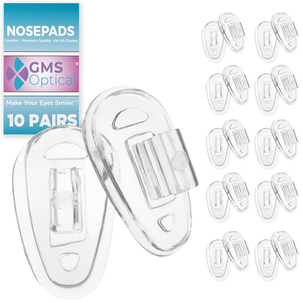 GMS Optical silicone nose pads 11mm tall, 6mm wide clear, front view