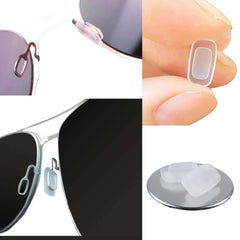 Close-up of 11mm white rectangle silicone nose pads