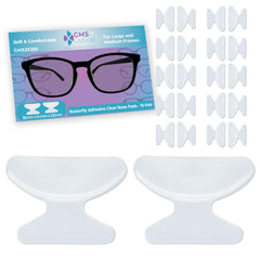 GMS Optical butterfly nose pads - 2.5mm thick, 18mm long, clear, adhesive backing