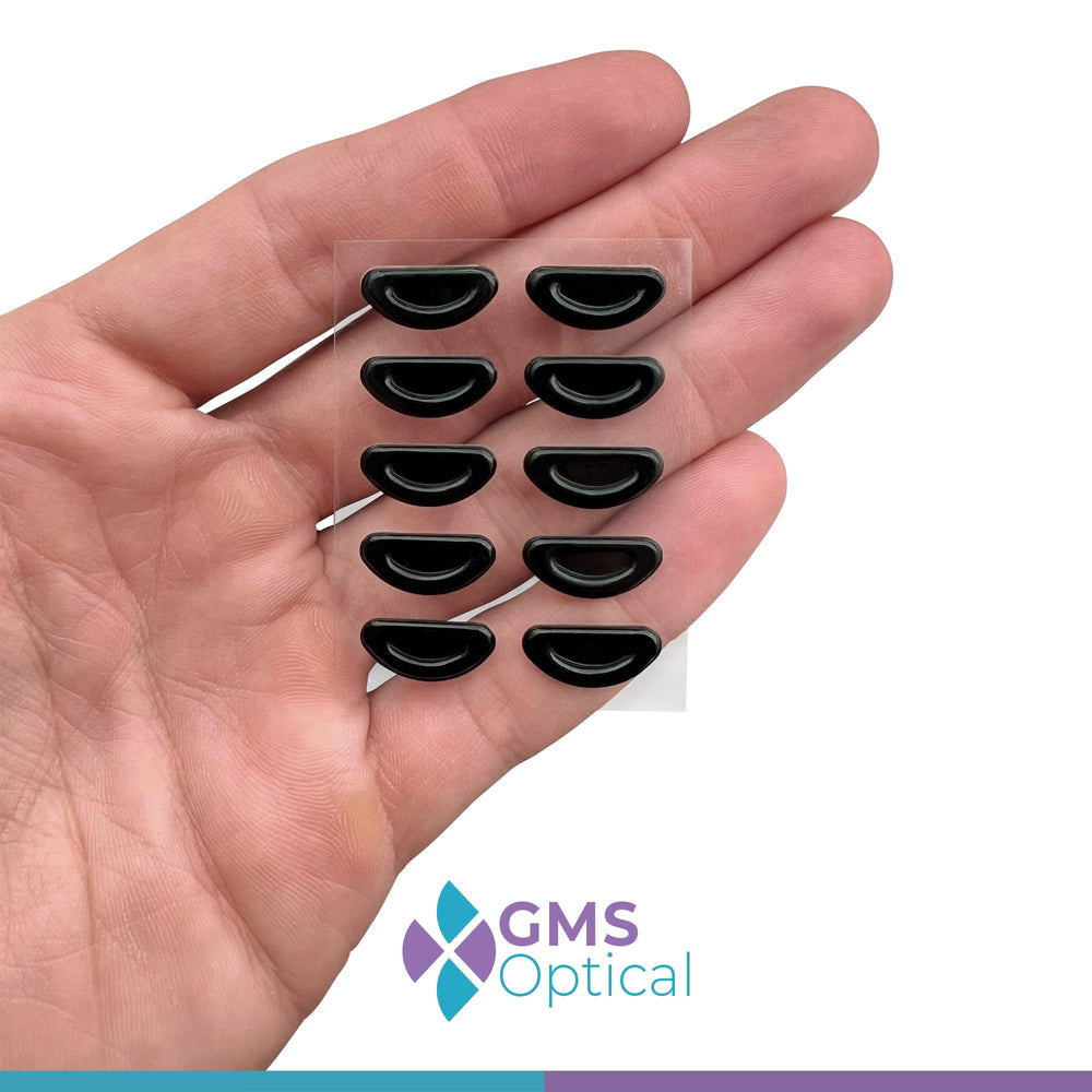 Nose pads attached to plastic frame eyeglasses