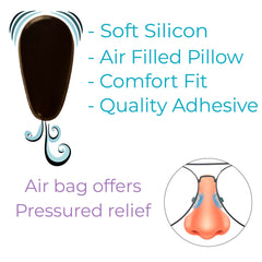Adhesive backing on black nose pads for plastic frames