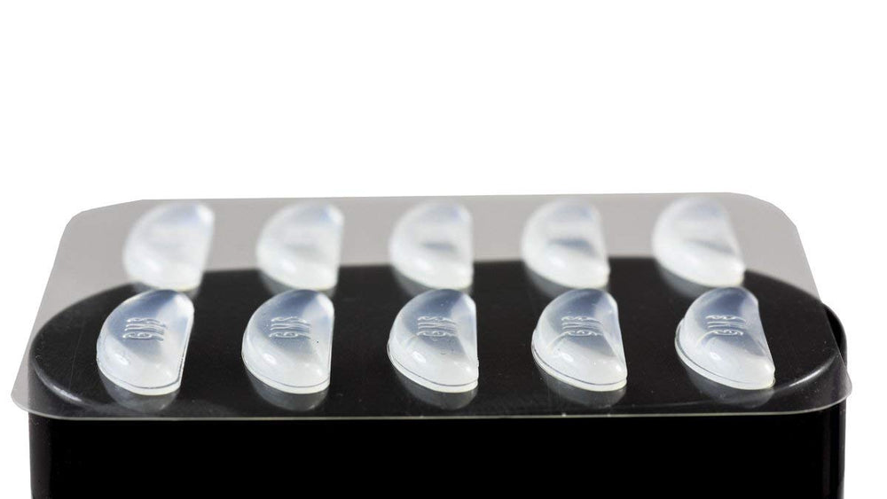 Contoured silicone nose pads close-up - flexible material