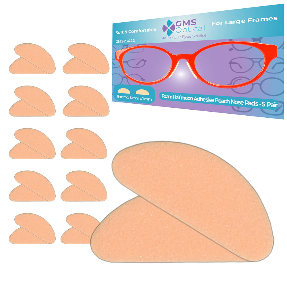 GMS Optical ultra-thin halfmoon peach nose pad close-up 19x8x1mm