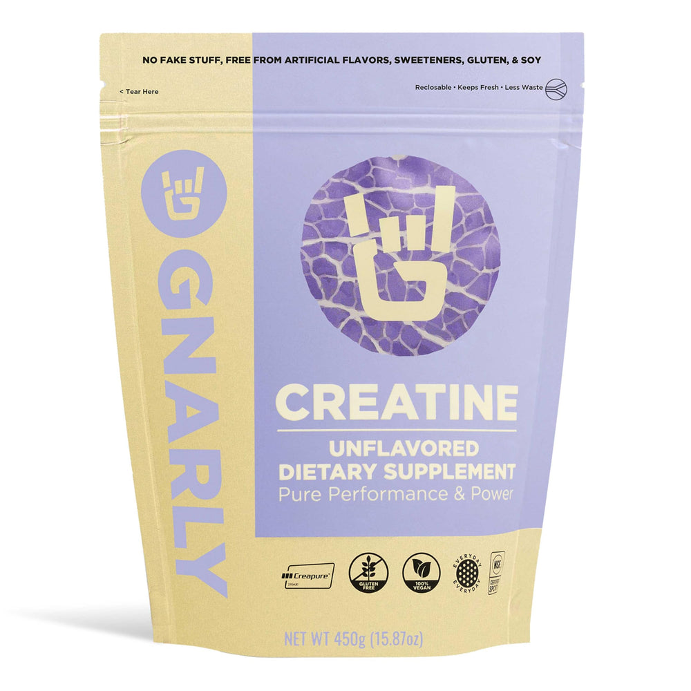 Gnarly Nutrition Creatine Powder canister with Creapure and vegan labeling
