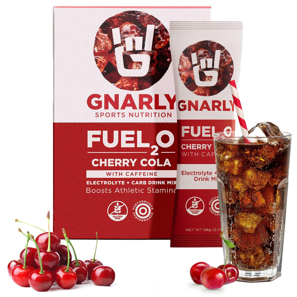 Gnarly Fuel2O Cherry Cola electrolyte packs – front view