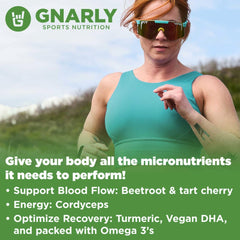 Graphic highlight of Gnarly Greens micronutrients and ingredients
