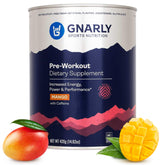 Gnarly Nutrition natural pre-workout mango tub ready for a clean energy session.