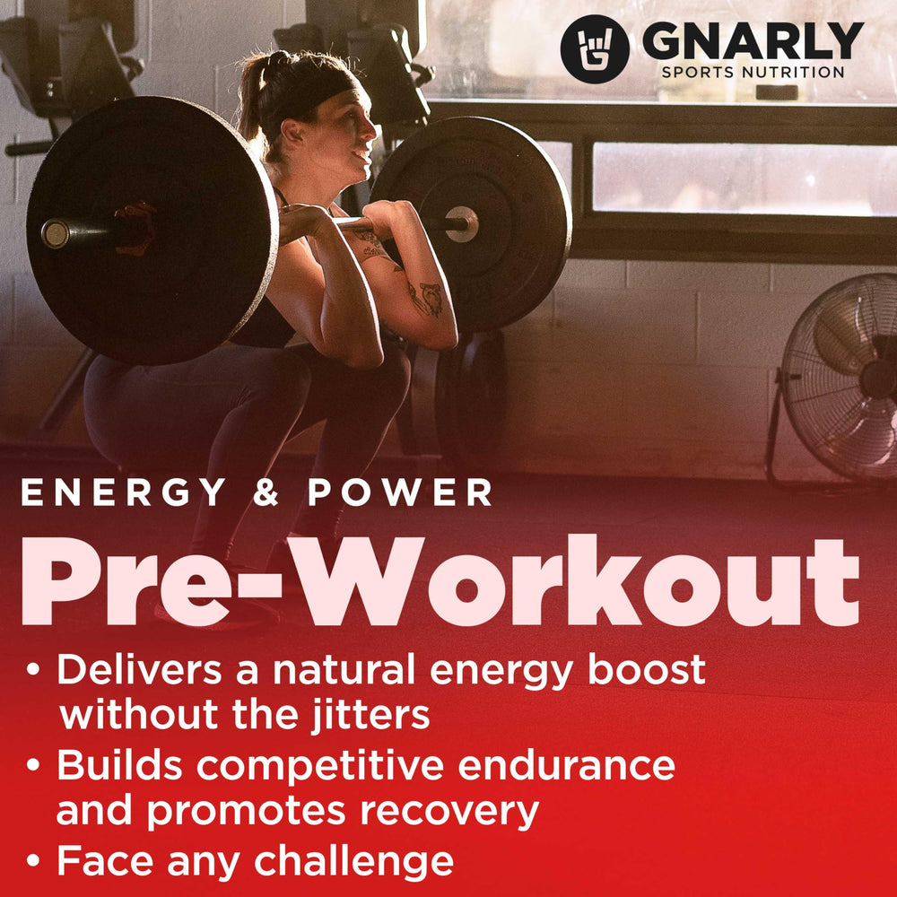 Gnarly Nutrition pre-workout mango powder dispense highlights simple mixing before workouts.
