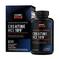 GNC AMP Creatine HCl 189 pills bottle