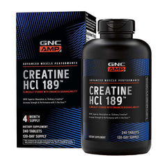 GNC AMP Creatine HCl 189 Pills bottle – front view