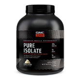 GNC AMP Pure Isolate Vanilla Custard bottle highlights high-protein post-workout support