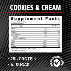 GNC AMP Pure Isolate Cookies & Cream powder poured into shaker for quick protein.