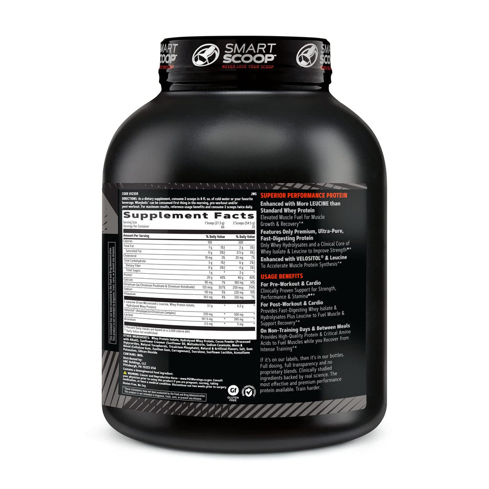 GNC AMP Wheybolic chocolate fudge scoop ready for post-workout shake.