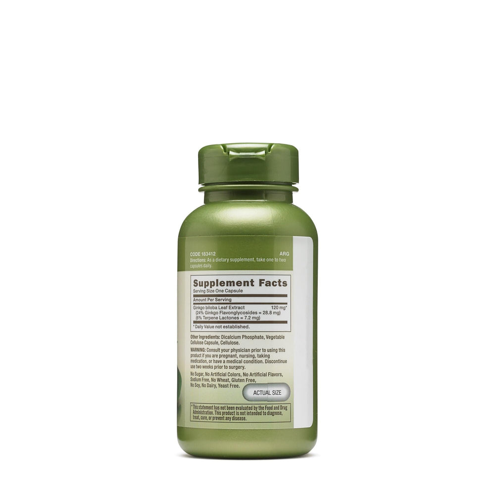 GNC Herbal Plus Ginkgo Biloba 120mg bottle packaging and label