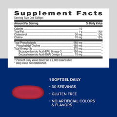 Label showing no artificial colors or flavors on Krill Oil packaging