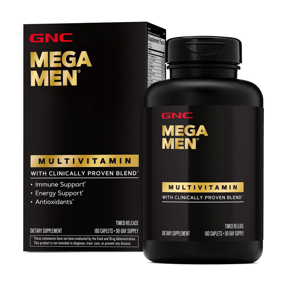 GNC Mega Men Multivitamin Caplets bottle front view