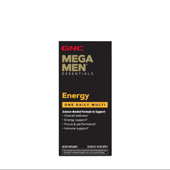 GNC Mega Men bottle side panel showing nutrition facts