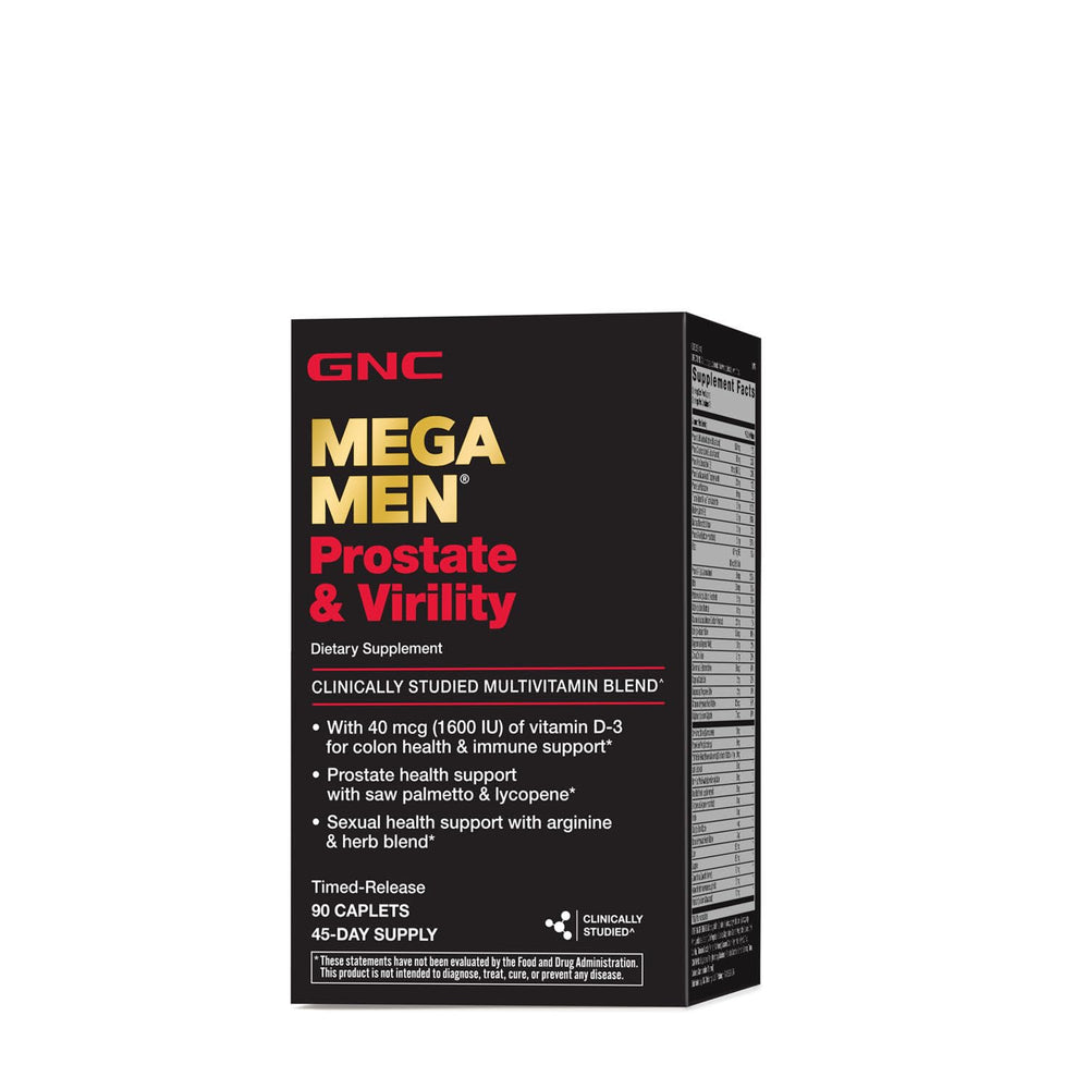 Close-up of product label showing Mega Men Prostate & Virility