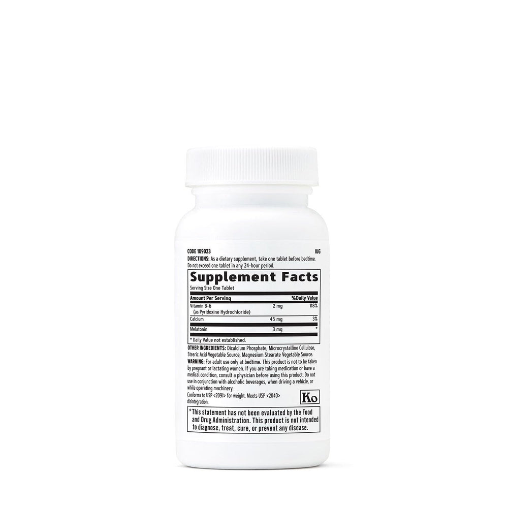 Close-up label of GNC Melatonin 3mg bottle