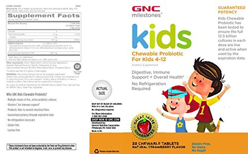 Front view of box and bottle showing probiotic details for kids