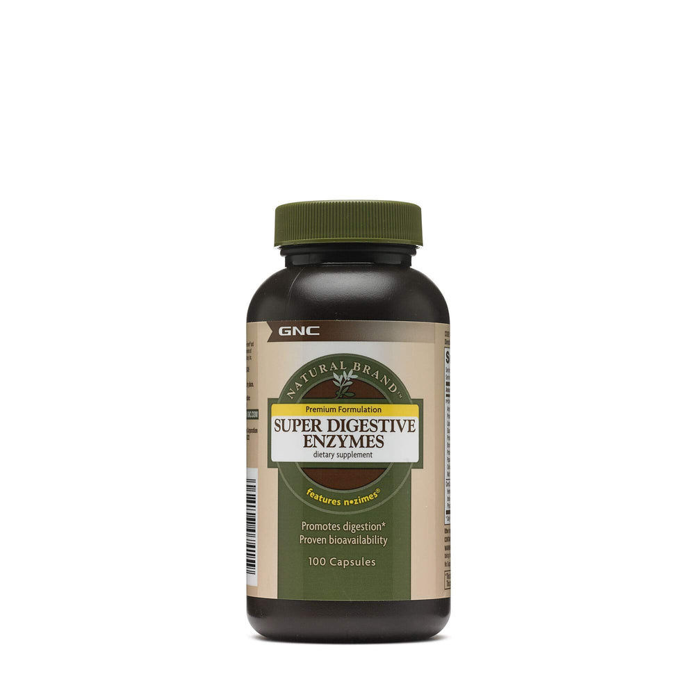 GNC Natural Brand Super Digestive Enzymes bottle label - 100 capsules