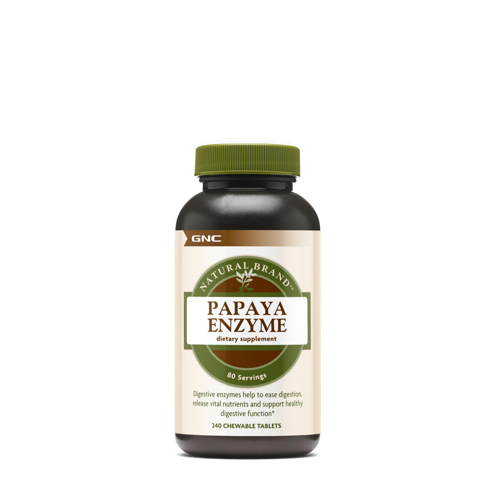 GNC Papaya Enzymes bottle labeled with chewable tablets