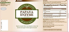 Packaging highlights 80 servings per container for GNC Papaya Enzymes