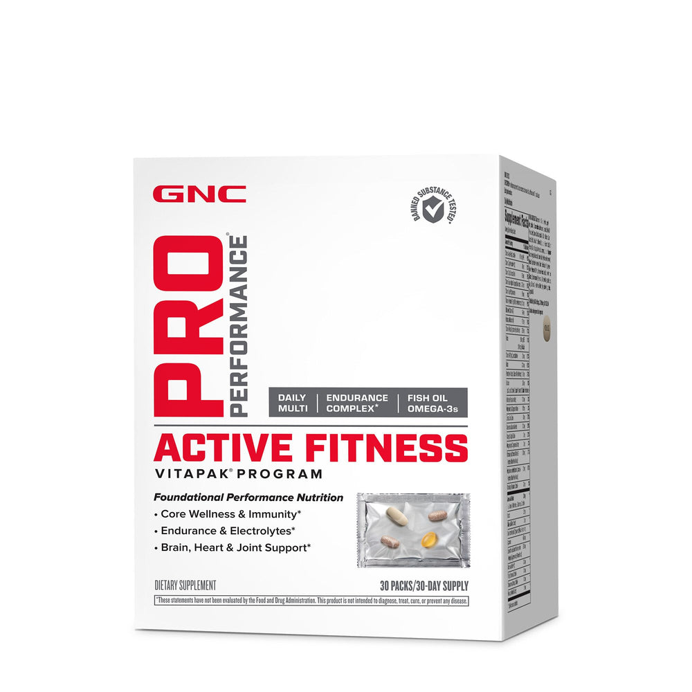 Product image: GNC Pro Performance Active Fitness Vitapak Program box and bottles