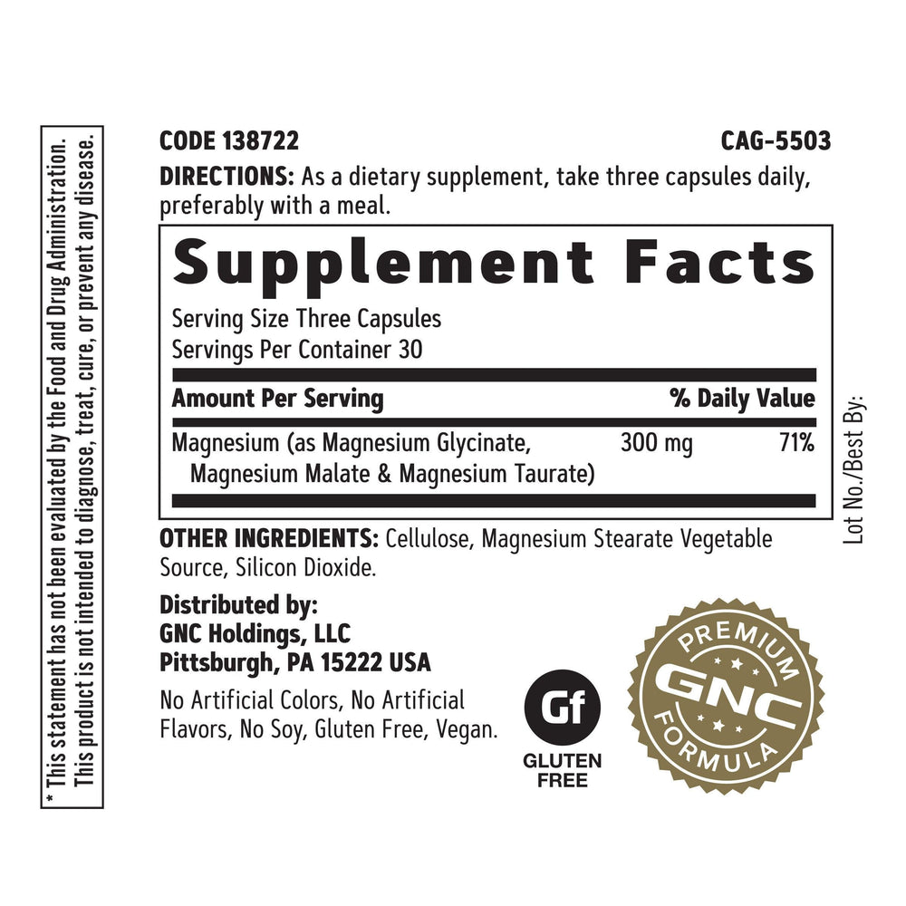 Close-up of GNC Super Magnesium caplets (90-count)