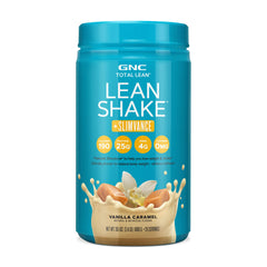 GNC Total Lean bottle showcasing vanilla caramel flavor for on-the-go support