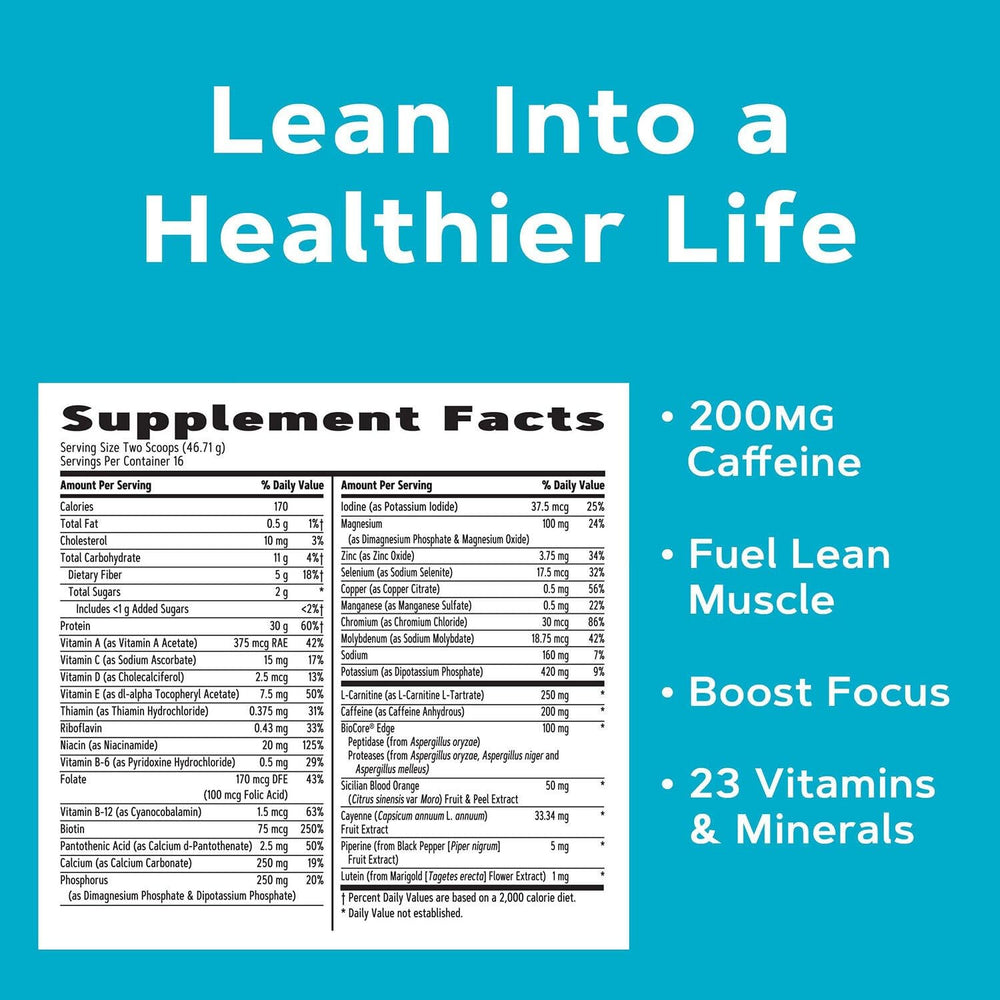 GNC Total Lean Lean Shake Burn scoop illustrates protein-packed serving.