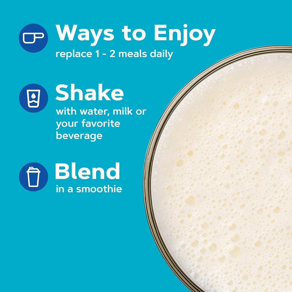 GNC Total Lean Lean Shake Classic Vanilla Bean serving with straw suggests convenient daily use