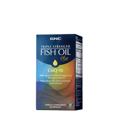 GNC Triple Strength Fish Oil Plus CoQ-10 bottle front hero