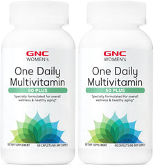 Front view of GNC Women's 50+ One Daily Multivitamin bottle