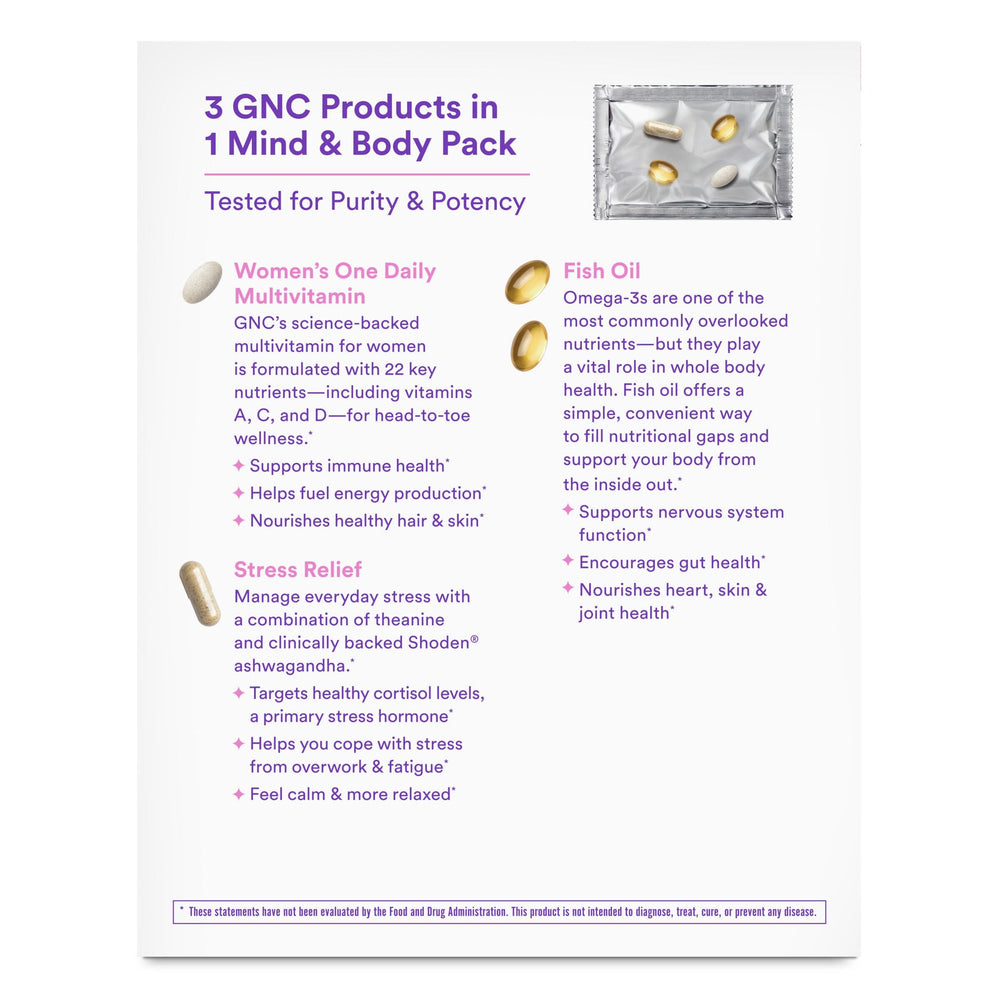 Three-formula Vitapak packaging laid out