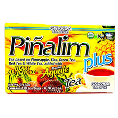 GN+Vida Pinalim Plus tea packaging highlights detox blend and caffeine-free formula.