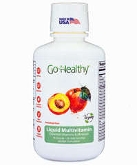 Go Healthy liquid multivitamin bottle with label