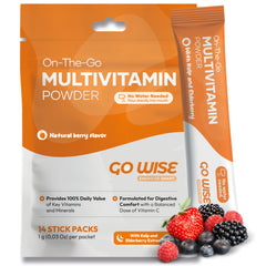 Berry flavored Go Wise On The Go multivitamin powder stick pack