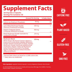 Vegan, gluten-free, non-GMO Lions Mane capsules