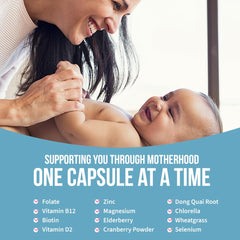 Close-up of GOBIOTIX Postpartum Vitamins bottle label