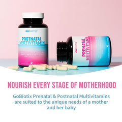 Pregnant woman taking a GoBiotix prenatal vitamin
