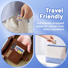 Goggles being cleaned with lens cleaning wipes