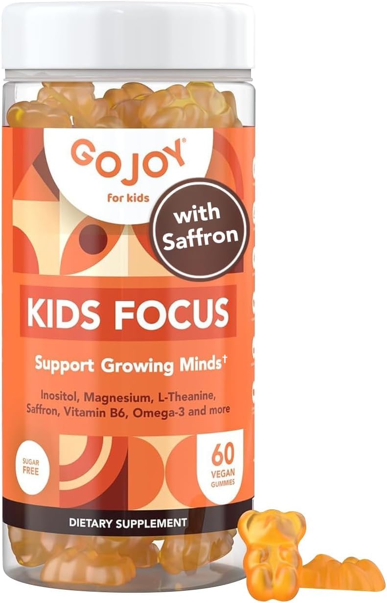 GOJOY NATURALS front packaging showing bottle and orange gummies, highlights benefits