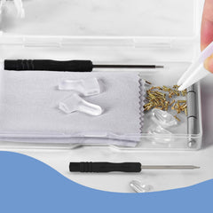 Assorted tiny eyeglass screws in the kit