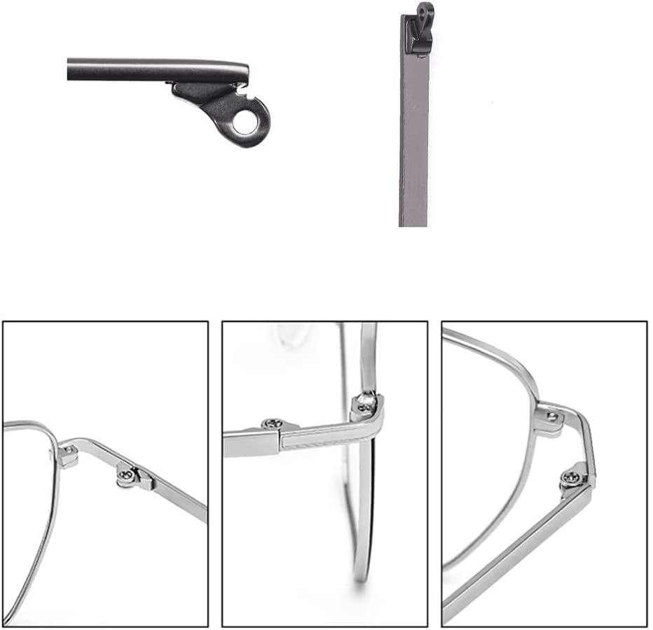 Gold metal eyewear temple arms attached to glasses