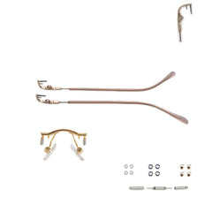Gold rimless temple arms for glasses