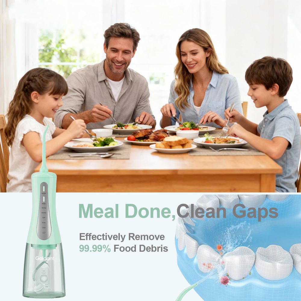Includes 2 standard nozzles, tongue scraper, periodontal and orthodontic nozzles